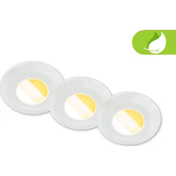 Koupelnové svítidlo BRILONER Klira 3ks sada LED vestavných bodových svítidel do koupelny 230V, stmívatelné, Ra90, IP44, bílé - BRILONER BRI 7589036