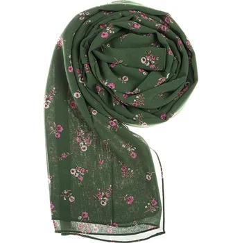 Šátek Dámský šátek 85 x 175 cm květinky -tmavě zelený