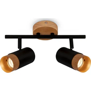 BRILONER Plek nástěnné svítidlo, nastavitelné, dřevo, 2-ramenné, černé - BRILONER BRI 2144025