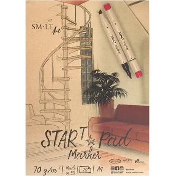 Blok Blok na markery a lettering 75 g 20 listů A4/A5 kaligrafie hand lettering hladký papír pro fixy linery obkreslování bílý bezdřevý