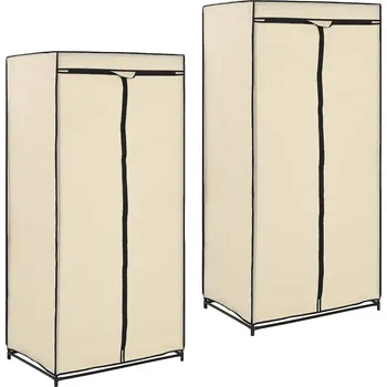 Šatní skříň Krémová skříň na oblečení s železným rámem, 75 x 50 x 160 cm, 2 ks