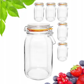 Sklenice Skleněná Sklenice Tragar se svorkou 1,5 l