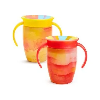 dětská jídelní sada Munchkin Miracle 360° Tie Dye Cup Tropical 207 ml 6m+ 2 ks, žlutá a červená