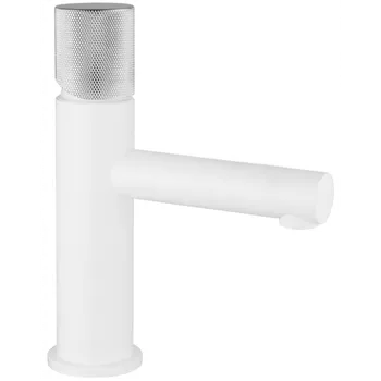 Vodovodní baterie Mexen ELBA ONE - umyvadlová baterie s designovým ovládáním, Bílá-Chromová, 74101-22