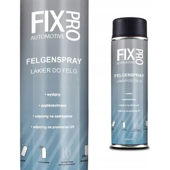 Barva ve spreji FixPro LAK NA DISKY ČERNÝ POLOMATNÝ PROFESIONÁLNÍ SPREJ 500ml