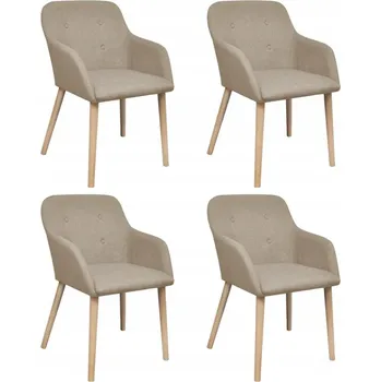 Jídelní židle Sada 4 jídelních židlí béžové barvy z dubového dřeva, 52 x 57 x 76,5 cm
