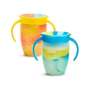 dětská jídelní sada Munchkin Miracle 360° Tie Dye Cup Tropical 207 ml 6m+ 2 ks, žlutá a modrá