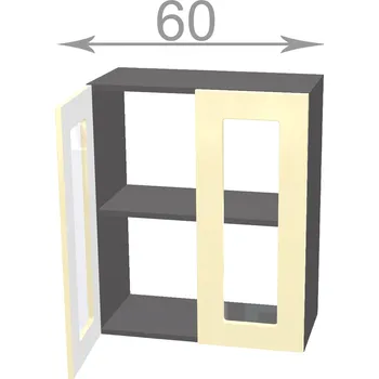 Knihovna Capri W6072G, kuchyňská vitrína š.60, korpus grafit, dvířka dub Craft bílý