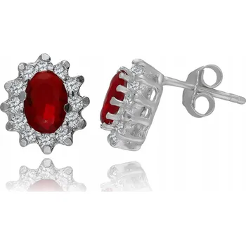 Náušnice STŘÍBRNÉ NÁUŠNICE MALÉ MARKÝZY SE ZAPÍNÁNÍM NA PUSKU ČERVENÉ ZIRKONY
