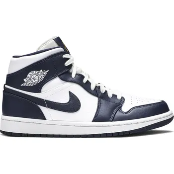 Pánská móda Air Jordan Jordan 1 Mid White Metallic Gold Obsidian EU: 44