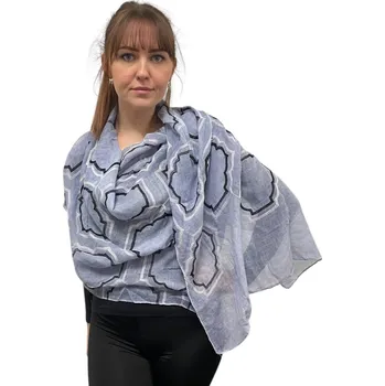 Šátek Dámský šátek 90 x 175 cm Ornaments 23-08 světle modrý