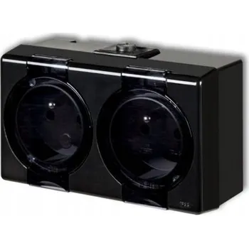 Elektrická zásuvka Dvojitá vodotěsná zásuvka na omítku IP44 Karlik Senior 12GHS-2nd