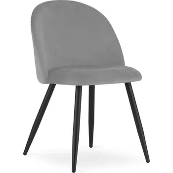 Jídelní židle Set dvou jídelních židlí BELLO sametové světle šedé (černé nohy) 2ks