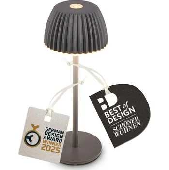 Lampička BRILONER Riffle Nano stolní lampička - 1,5W, 130lm, nabíjecí, LED, stmívatelné, dotykový vypínač, German design Award Winner 2025, antracit - BRILO BRILO 7581015