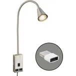 BRILONER Justra lampa na čtení, nastavitelná, 2x USB porty, matný nikl - BRILONER BRI 2175012