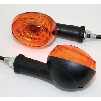 Osvětlení pro motocykl Blinkry na motorku "Oval" černé - oranžové sklo, pár