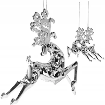 Vánoční dekorace SOBÍ PŘÍVĚSKY S SOBY VÁNOČNÍ BAŇKY 2 ks