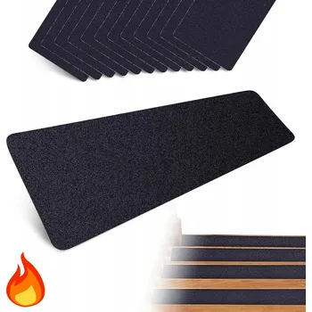 Nášlap na schod PROTISKLUZOVÉ NÁŠLAPY NA SCHODY 10 KS ČERNÉ 10X76 CM BEZPEČNÉ PRO RODINU