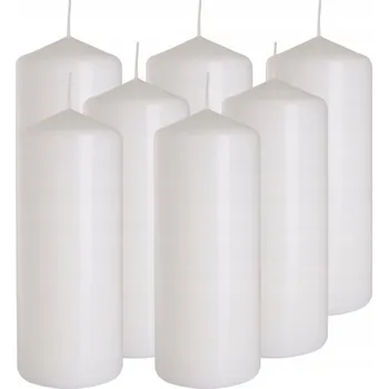Svíčka SADA 7 STOLNÍCH SVÍČEK VÁLEC KLASICKÁ SVÍČKA 15cm 48h BÍLÁ