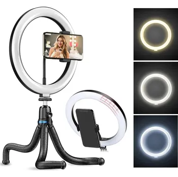 Apexel Kruhové LED světlo 10" s flexibilním stativem