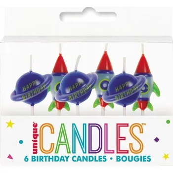 Dortová svíčka Unique Space Svíčky k narozeninám 6 cm, 6 kusů