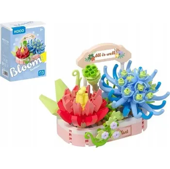 ostatní stavebnice KOCO Stavební Stavebnice sukulenty modrý květináč 271 dílů 02088 69736760