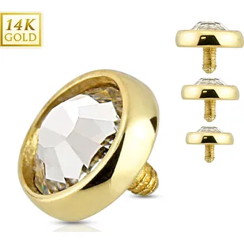 Piercing Šperky4U Zlatý piercing - dermál zirkon, Au 585/1000 - ZL01038-04-YG