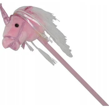 HOBBY HORSE HLAVA KONĚ NA TYČI SE ZVUKY CCA 70 CM RŮŽOVÝ JEDNOROŽEC