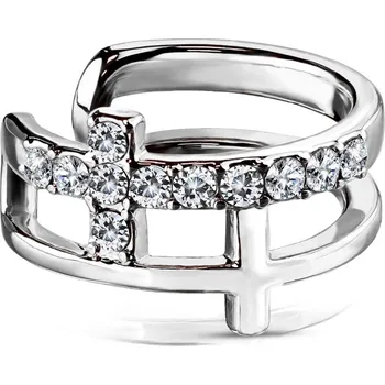 Piercing Šperky4U Falešný piercing do ucha - klips s čirými kamínky - FP1011-ST