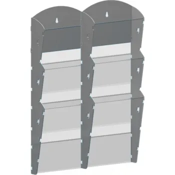 Kancelářské potřeby B2B Partner Nástěnný plastový zásobník na prospekty - 2 x 3 A4, šedý