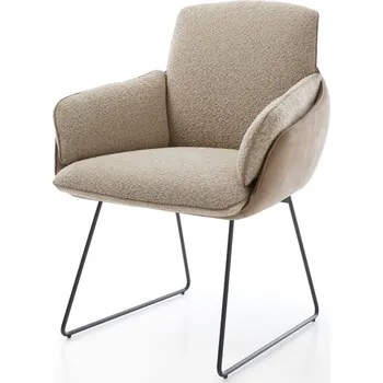 Jídelní židle DELIFE Jídelní židle Luan-Flex s područkami mix materiálů tmavě béžová tenká podnož černá