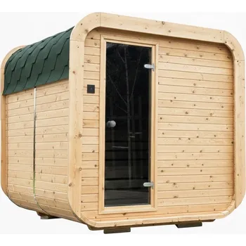 Sauna Sauna Quadro 200x200 cm PREMIUM (4-6 osob) BARVA DVEŘÍ: Grafitová, STŘEŠNÍ KRYTINA: Zelená