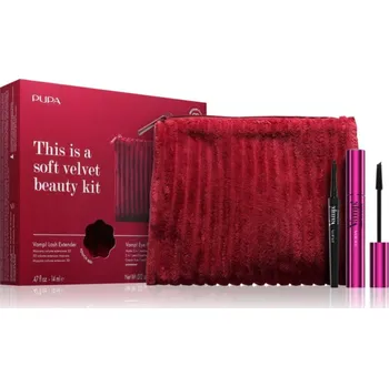 Kosmetická sada PUPA Milano Wamp! Sexy Lashes Kit PUPA Milano kosmetická taštička 1 ks + PUPA Milano Vamp! Sexy Lashes posilující řasenka pro extrémní objem a intenzivní pohled 14 ml + PUPA Milano Nera tužka na oči 0,35 g kosmetická sada