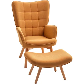 Křeslo HOMCOM Křeslo s taburetem Milano - tmavě hnědé 72 x 80 x 101 cm