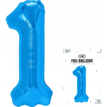 Balónek Fóliový balónek ČÍSLICE 1 JEDNA VELKÁ MODRÁ NAFUKOVACÍ BALÓN NA HELIUM 100 cm