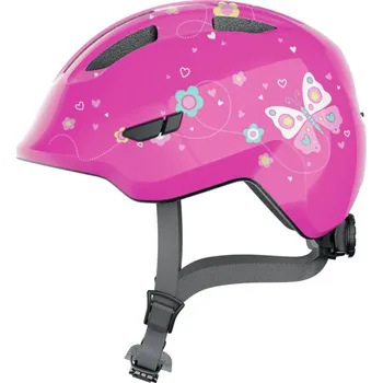Cyklistická přilba Cyklo přilba SMILEY 3.0 pink butterfly, ABUS, dětská (růžová) (Velikost: M (obvod hlavy: 50 - 55 cm))