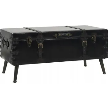 Konferenční stolek Konferenční stolek ve tvaru cestovního kufru, černý, 102x51x48 cm, MDF/kůže