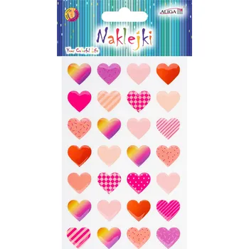 samolepka Vícebarevné Samolepky se srdíčky Aliga NK-3606 28 ks