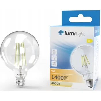 Žárovka LED ŽÁROVKA E27 9W G125 FILAMENT RETRO DEKORATIVNÍ NEUTRÁLNÍ BÍLÁ