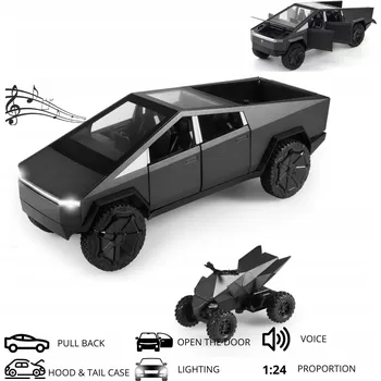 autíčko Model auta 1:24 Tesla Cybertruck Czarny Kovový