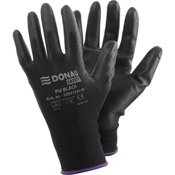 Pracovní rukavice Rukavice Donau Safety PU - černé, vel. 8
