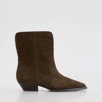 Dámský kabát Reserved - Semišové polokozačky - tmavě hnědá - 440ID-89X - 440ID-89X-37