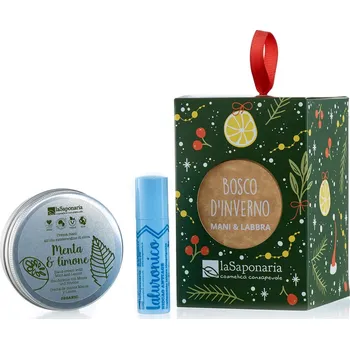 Kosmetická sada laSaponaria Dárková sada pro péči o rty a ruce - Zimní les - pošk. obal