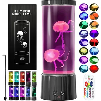 Lampička Lampa noční černá LED s medúzami 17 barev s dálkovým ovládáním