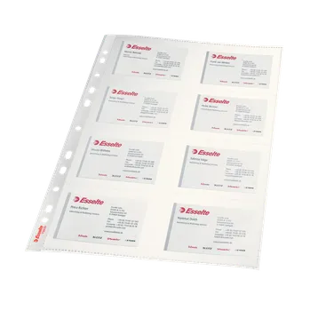 Závěsné kapsy na vizitky Esselte A4, 105 mikronů, 16 okének, 10ks, čirá