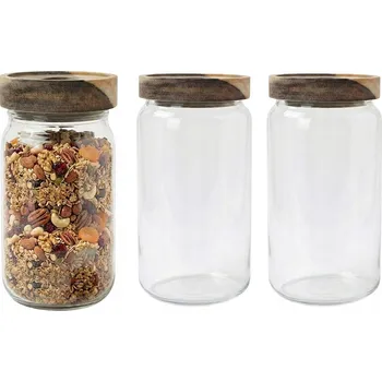 Dóza na potraviny Sada 3x skleněná nádoba na potraviny 700ml – zavařovací sklenice z borosilikátového skla