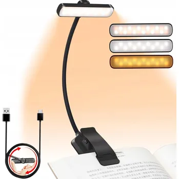 Lampička LED lampička na čtení knih, flexibilní noční s klipem, bezdrátová, USB