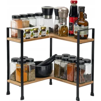 police Rohová kuchyňská police Gockowiak černá na koření, 2 patra