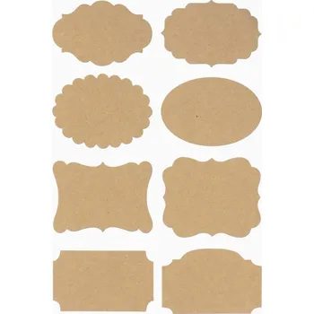 Výtvarný papír Popisovatelné samolepicí etikety kraftové - mix druhů, hnědé, 32 ks