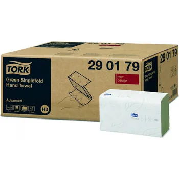 Papírový ručník Tork Singlefold zelené papírové ručníky ZZ, zelená, H3, 290179